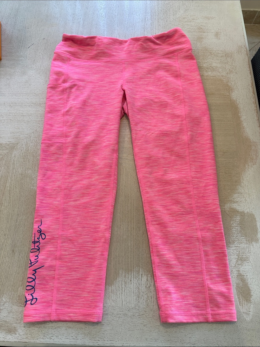Lilly Pulitzer LUXLETIC Bright Neon Pink Capri Leggings with Script Logo